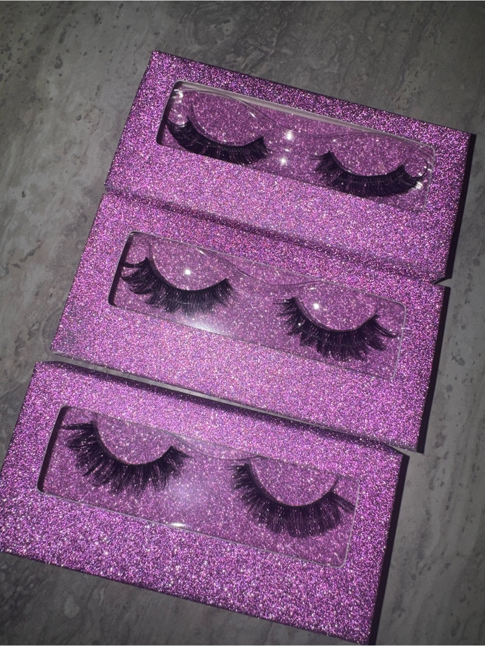 False Lash Set in Purple Glitter Box - Women Accessories